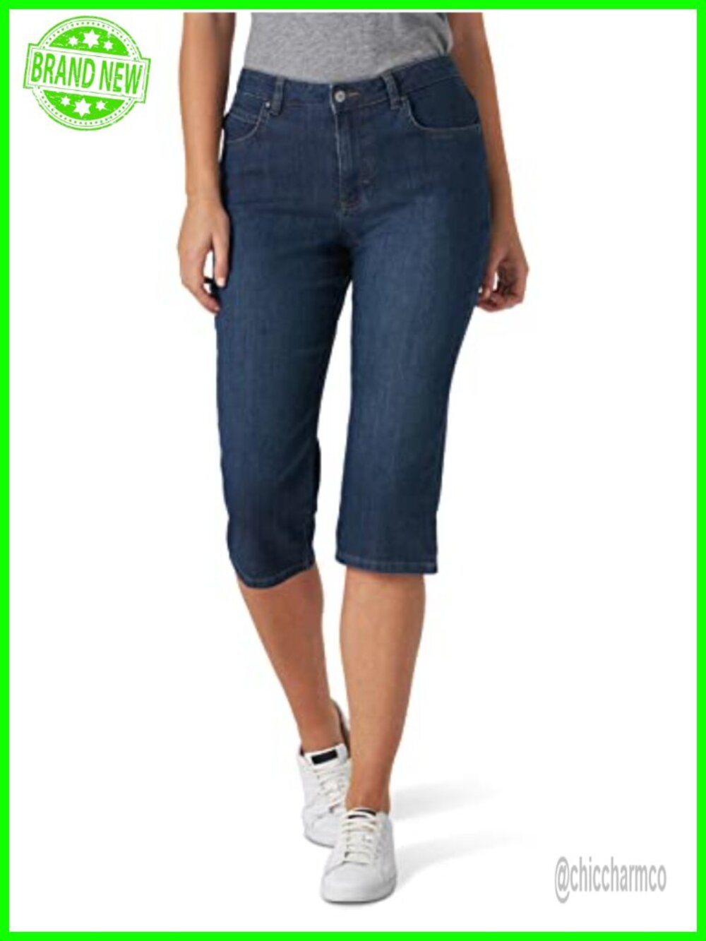 Lee Relaxed Fit Capri Jeans Five Pocket Button Closure